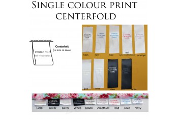 50 labels Single Colour print, Sew-on Clothing label, Slit-edge Satin, Centerfold